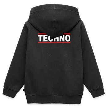 Techno - Kinder Premium Organic Zip Hoodie - Schwarz - Hinten - AI Model Kid Male (0cm)