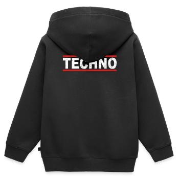 Techno - Kids Premium Organic Zip-up Hoodie - black - Back - AI Model Kid Male (0cm)