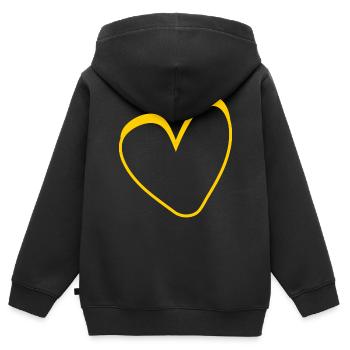 Gelbes Herz Simpel Design - Kinder Premium Organic Zip Hoodie - Schwarz - Hinten - AI Model Kid Male (0cm)