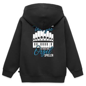 Organothérapie Église Musique Joueurs d’orgue Orgues - Sweat Premium à capuche zippé enfant bio - noir - Dos - AI Model Kid Male (0cm)