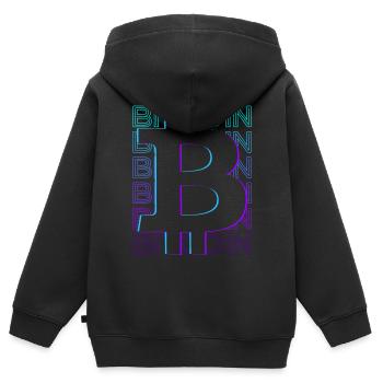 Bitcoin Crypto Crypto Rétro Cadeau - Sweat Premium à capuche zippé enfant bio - noir - Dos - AI Model Kid Male (0cm)