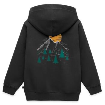 Natur Wandern Aufdruck Berg Motiv - Kinder Premium Organic Zip Hoodie - Schwarz - Hinten - AI Model Kid Male (0cm)