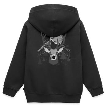 Rothirsch Geweih mit Hirschgeweih - Kinder Premium Organic Zip Hoodie - Schwarz - Hinten - AI Model Kid Male (0cm)
