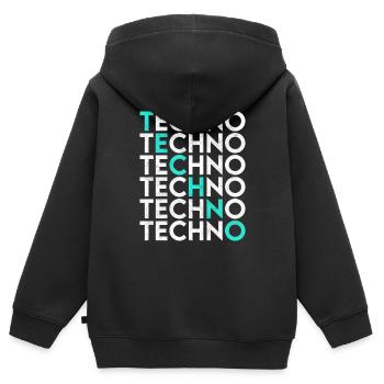 Techno - Kids Premium Organic Zip-up Hoodie - black - Back - AI Model Kid Male (0cm)