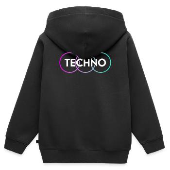 Techno - Kids Premium Organic Zip-up Hoodie - black - Back - AI Model Kid Male (0cm)