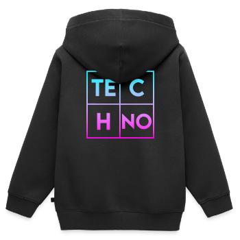 Techno - Kids Premium Organic Zip-up Hoodie - black - Back - AI Model Kid Male (0cm)