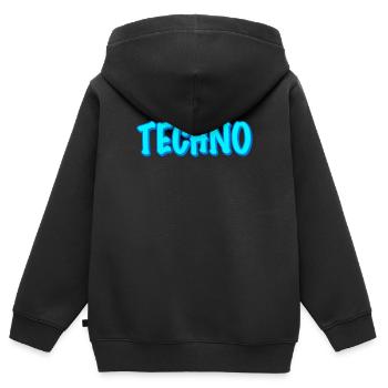 Techno - Kinder Premium Organic Zip Hoodie - Schwarz - Hinten - AI Model Kid Male (0cm)