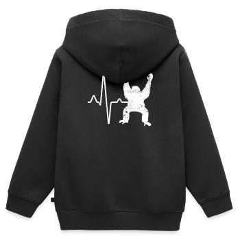 Orang Utan Herzschlag - Kinder Premium Organic Zip Hoodie - Schwarz - Hinten - AI Model Kid Male (0cm)