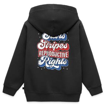 Retro Stars Stripes Reproduktive Rechte 4. von - Kinder Premium Organic Zip Hoodie - Schwarz - Hinten - AI Model Kid Male (0cm)