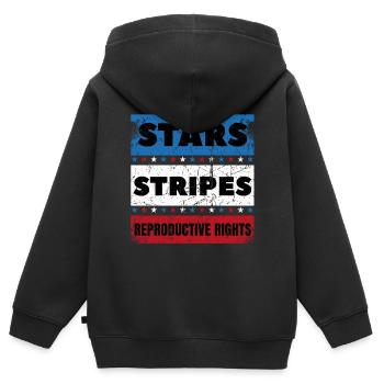 Stars Stripes Reproduktive Rechte notleiden 4. - Kinder Premium Organic Zip Hoodie - Schwarz - Hinten - AI Model Kid Male (0cm)