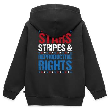 Stars Stripes Reproduktive Rechte 4. Juli - Kinder Premium Organic Zip Hoodie - Schwarz - Hinten - AI Model Kid Male (0cm)