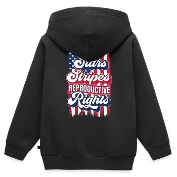 Stars Stripes Reproduktive Rechte 4. Juli US - Kinder Premium Organic Zip Hoodie - Schwarz - Hinten - AI Model Kid Male (0cm)