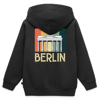 Berlin Vintage Brandenburger Tor Deutschland - Kinder Premium Organic Zip Hoodie - Schwarz - Hinten - AI Model Kid Male (0cm)