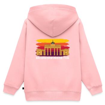 Porte de Brandebourg à Berlin Allemagne - Sweat Premium à capuche zippé enfant bio - rose - Dos - AI Model Kid Female (0cm)
