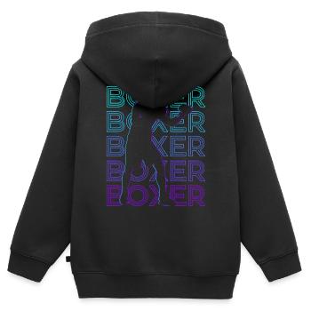 Boxer Boxes Retro Cadeau - Sweat Premium à capuche zippé enfant bio - noir - Dos - AI Model Kid Male (0cm)