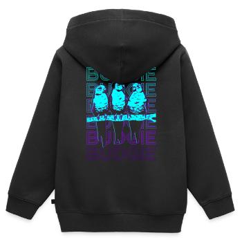 Perruche Perruche Perruche Perruche Cadeau Rétro - Sweat Premium à capuche zippé enfant bio - noir - Dos - AI Model Kid Male (0cm)
