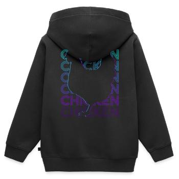 Poulet Rétro Cadeau - Sweat Premium à capuche zippé enfant bio - noir - Dos - AI Model Kid Male (0cm)