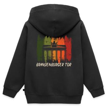 Brandenburger Tor Retro Berlin Deutschland - Kinder Premium Organic Zip Hoodie - Schwarz - Hinten - AI Model Kid Male (0cm)