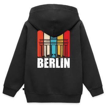 Berlin Retro Vintage Brandenburger Tor Deutsch - Kinder Premium Organic Zip Hoodie - Schwarz - Hinten - AI Model Kid Male (0cm)