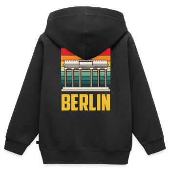 Berlin Brandenburger Tor Retro Deutsch - Kinder Premium Organic Zip Hoodie - Schwarz - Hinten - AI Model Kid Male (0cm)