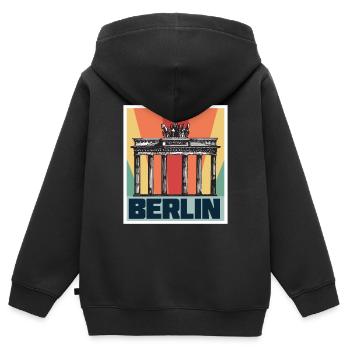 Berlin Antik Brandenburger Tor Deutschland - Kinder Premium Organic Zip Hoodie - Schwarz - Hinten - AI Model Kid Male (0cm)