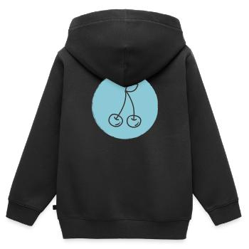 Kirsche - Kinder Premium Organic Zip Hoodie - Schwarz - Hinten - AI Model Kid Male (0cm)