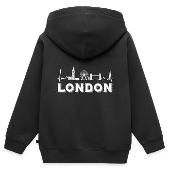 Londres Heartbeat Big Ben Ferris Wheel Royaume-Uni - Sweat Premium à capuche zippé enfant bio - noir - Dos - AI Model Kid Male (0cm)