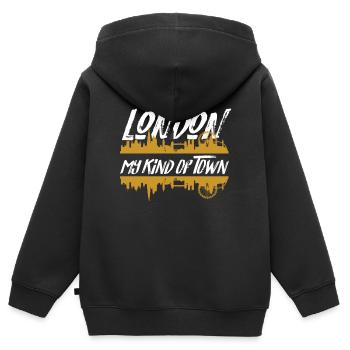 Londres ma ville Big Ben Grande Roue Royaume-Uni Angleterre - Sweat Premium à capuche zippé enfant bio - noir - Dos - AI Model Kid Male (0cm)