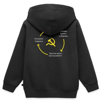 Anti-socialisme Anti-communisme Pro-capitalisme - Sweat Premium à capuche zippé enfant bio - noir - Dos - AI Model Kid Male (0cm)