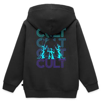 Culte Baphomet Paganisme Occulte Wicca Retro Geschen - Sweat Premium à capuche zippé enfant bio - noir - Dos - AI Model Kid Male (0cm)