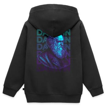 Charles Darwin Evolutionstheorie Retro Geschenk - Kinder Premium Organic Zip Hoodie - Schwarz - Hinten - AI Model Kid Male (0cm)