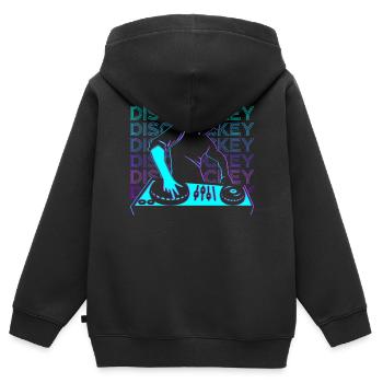 DJ Disc Jockey Retro Geschenk - Kinder Premium Organic Zip Hoodie - Schwarz - Hinten - AI Model Kid Male (0cm)