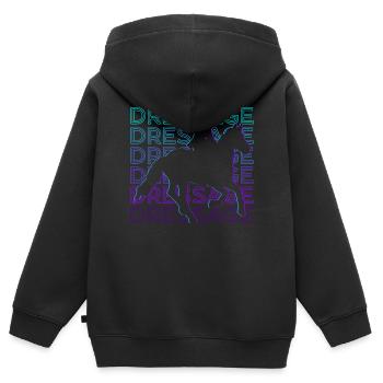 Dressur Retro Geschenk - Kinder Premium Organic Zip Hoodie - Schwarz - Hinten - AI Model Kid Male (0cm)