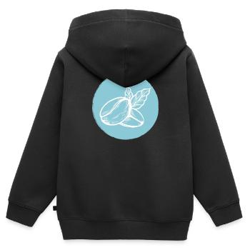 Café Grain de café - Sweat Premium à capuche zippé enfant bio - noir - Dos - AI Model Kid Male (0cm)