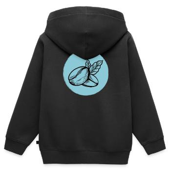 Kaffee Kaffeebohne - Kinder Premium Organic Zip Hoodie - Schwarz - Hinten - AI Model Kid Male (0cm)
