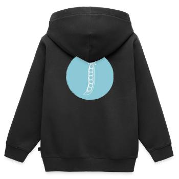 Pois - Sweat Premium à capuche zippé enfant bio - noir - Dos - AI Model Kid Male (0cm)