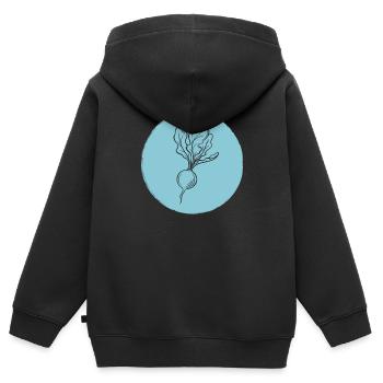 Radieschen - Kinder Premium Organic Zip Hoodie - Schwarz - Hinten - AI Model Kid Male (0cm)