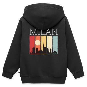 Mailand Mond Skyline Retro Mailänder Dom - Kinder Premium Organic Zip Hoodie - Schwarz - Hinten - AI Model Kid Male (0cm)