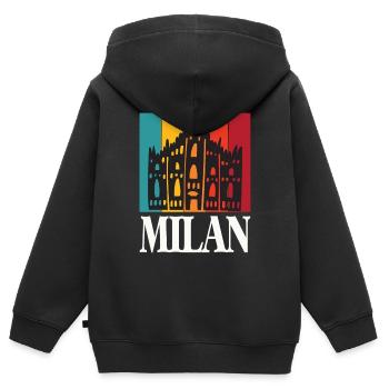 Mailand Domkirche Retro Mailänder Dom - Kinder Premium Organic Zip Hoodie - Schwarz - Hinten - AI Model Kid Male (0cm)