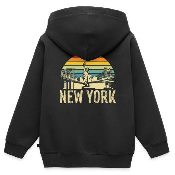 NY Freiheitsstatue New York Big Apple NYC Skyline - Kinder Premium Organic Zip Hoodie - Schwarz - Hinten - AI Model Kid Male (0cm)