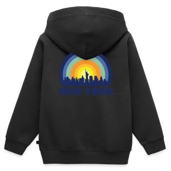 New York City Freiheitsstatue Skyline Big Apple - Kinder Premium Organic Zip Hoodie - Schwarz - Hinten - AI Model Kid Male (0cm)
