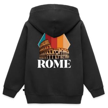Rome Colisée Rétro Italie Toscane antique - Sweat Premium à capuche zippé enfant bio - noir - Dos - AI Model Kid Male (0cm)