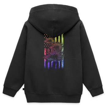 Oursins Drapeau américain Animal marin Drapeau américain - Sweat Premium à capuche zippé enfant bio - noir - Dos - AI Model Kid Male (0cm)