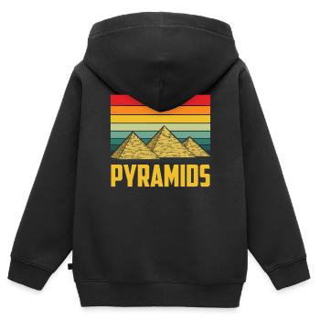 Pyramide Egypte Sphinx Gizeh Anubis - Sweat Premium à capuche zippé enfant bio - noir - Dos - AI Model Kid Male (0cm)