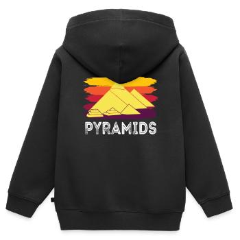 Pyramide de Gizeh Egypte Sphinx Anubis - Sweat Premium à capuche zippé enfant bio - noir - Dos - AI Model Kid Male (0cm)