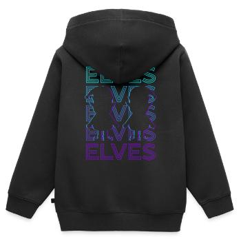 Elfe Elfe Cadeau Rétro - Sweat Premium à capuche zippé enfant bio - noir - Dos - AI Model Kid Male (0cm)