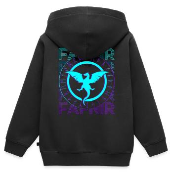 Fafnir Dragon Viking Sigurd Myhtologie Nordique - Sweat Premium à capuche zippé enfant bio - noir - Dos - AI Model Kid Male (0cm)