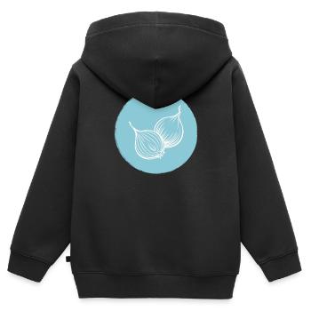 Oignon - Sweat Premium à capuche zippé enfant bio - noir - Dos - AI Model Kid Male (0cm)