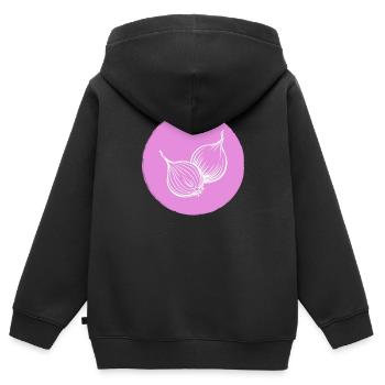 Oignon - Sweat Premium à capuche zippé enfant bio - noir - Dos - AI Model Kid Male (0cm)