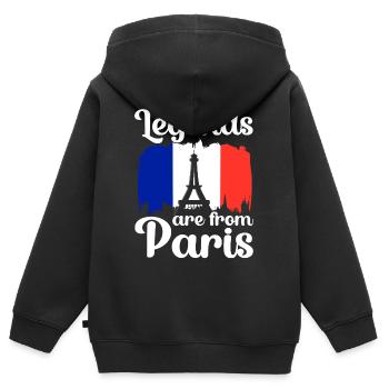 Frankreich - Kinder Premium Organic Zip Hoodie - Schwarz - Hinten - AI Model Kid Male (0cm)
